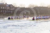 The Boat Race season 2014 - fixture OUBC vs German U23: The OUBC boat, on the left, and the German U23 boat during the second race between Barnes Railway Bridge and the finish line at Chiswick Bridge..
River Thames between Putney Bridge and Chiswick Bridge,



on 08 March 2014 at 17:08, image #248