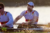 The Boat Race season 2014 - fixture OUBC vs German U23: The German U23 boat during the second race: 2 Finn Knuppel, bow Jonas Wiesen..
River Thames between Putney Bridge and Chiswick Bridge,



on 08 March 2014 at 17:10, image #262