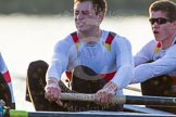 The Boat Race season 2014 - fixture OUBC vs German U23: The German U23 boat during the second race: 3 Malte Daberkow, 2 Finn Knuppel..
River Thames between Putney Bridge and Chiswick Bridge,



on 08 March 2014 at 17:11, image #264