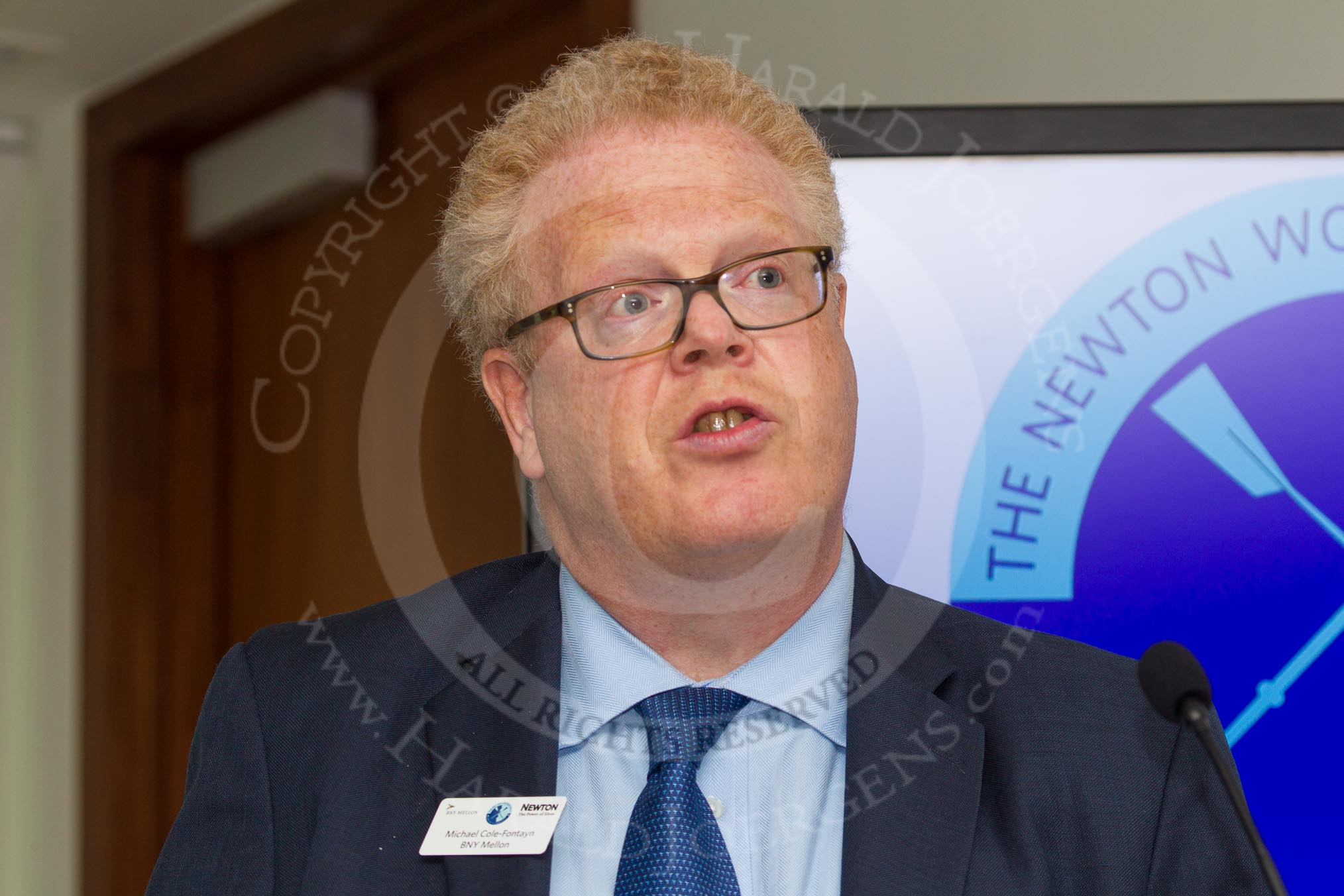 The Boat Race season 2014 - Crew Announcement and Weigh In: Michael Cole-Fontayn, speaking for the Boat Race sponsors BNY Mellon and Newton..
BNY Mellon Centre,
London EC4V 4LA,
London,
United Kingdom,
on 10 March 2014 at 11:42, image #10