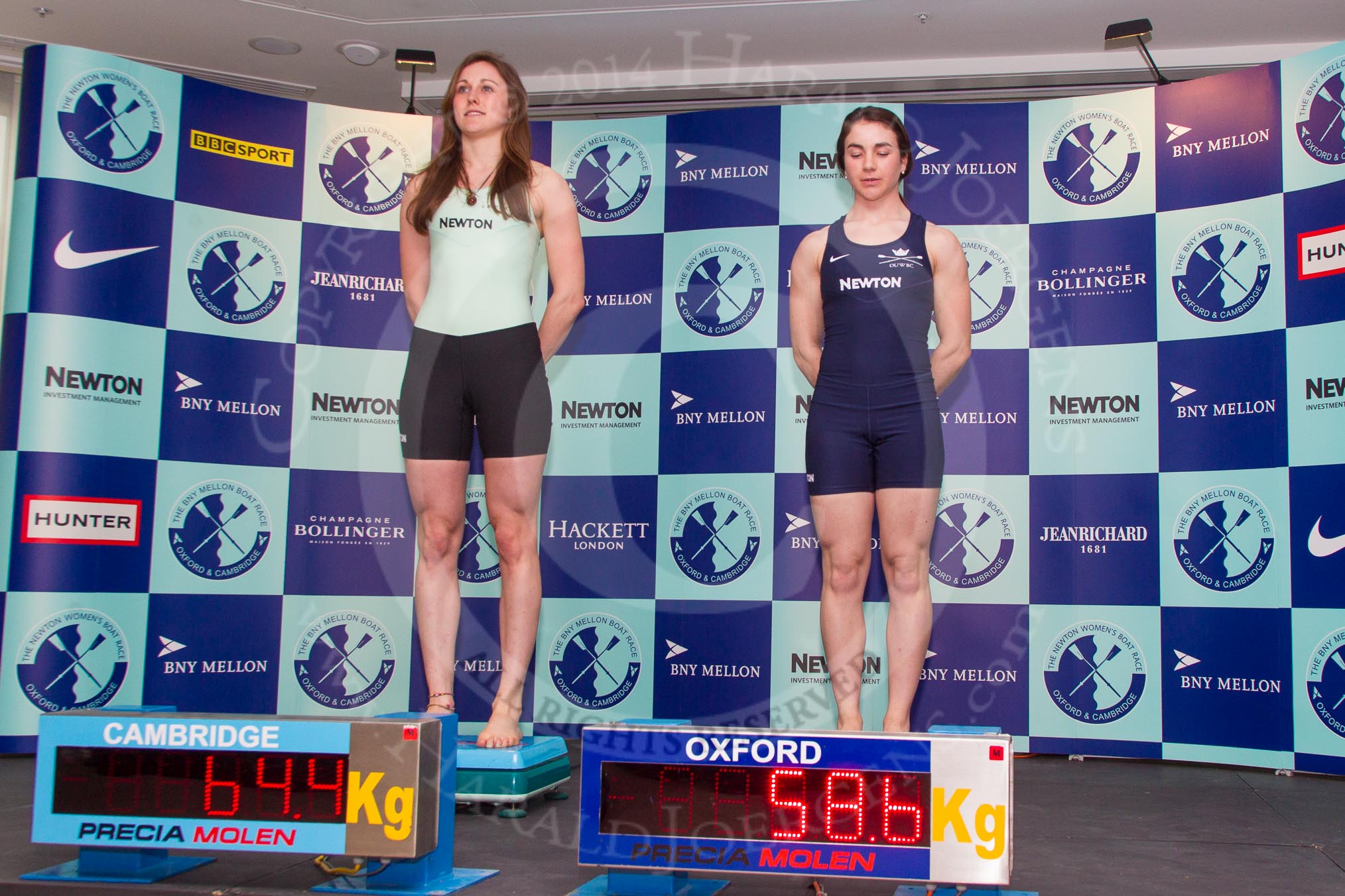 The Boat Race season 2014 - Crew Announcement and Weigh In: The 2014 Women's Boat Race crews, Cambridge bow Caroline Reid and Oxford bow Elizabeth Fenje..
BNY Mellon Centre,
London EC4V 4LA,
London,
United Kingdom,
on 10 March 2014 at 11:44, image #13