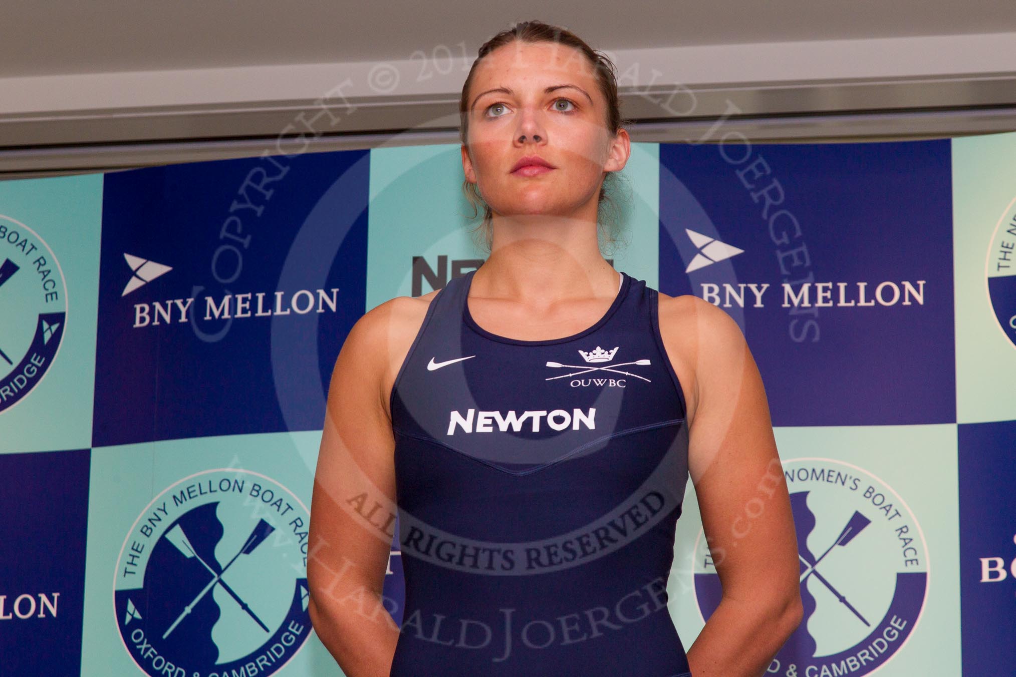 The Boat Race season 2014 - Crew Announcement and Weigh In: The 2014 Women's Boat Race crews: Oxford 4 seat Nadine Graedel Iberg - 72.6kg..
BNY Mellon Centre,
London EC4V 4LA,
London,
United Kingdom,
on 10 March 2014 at 11:47, image #29