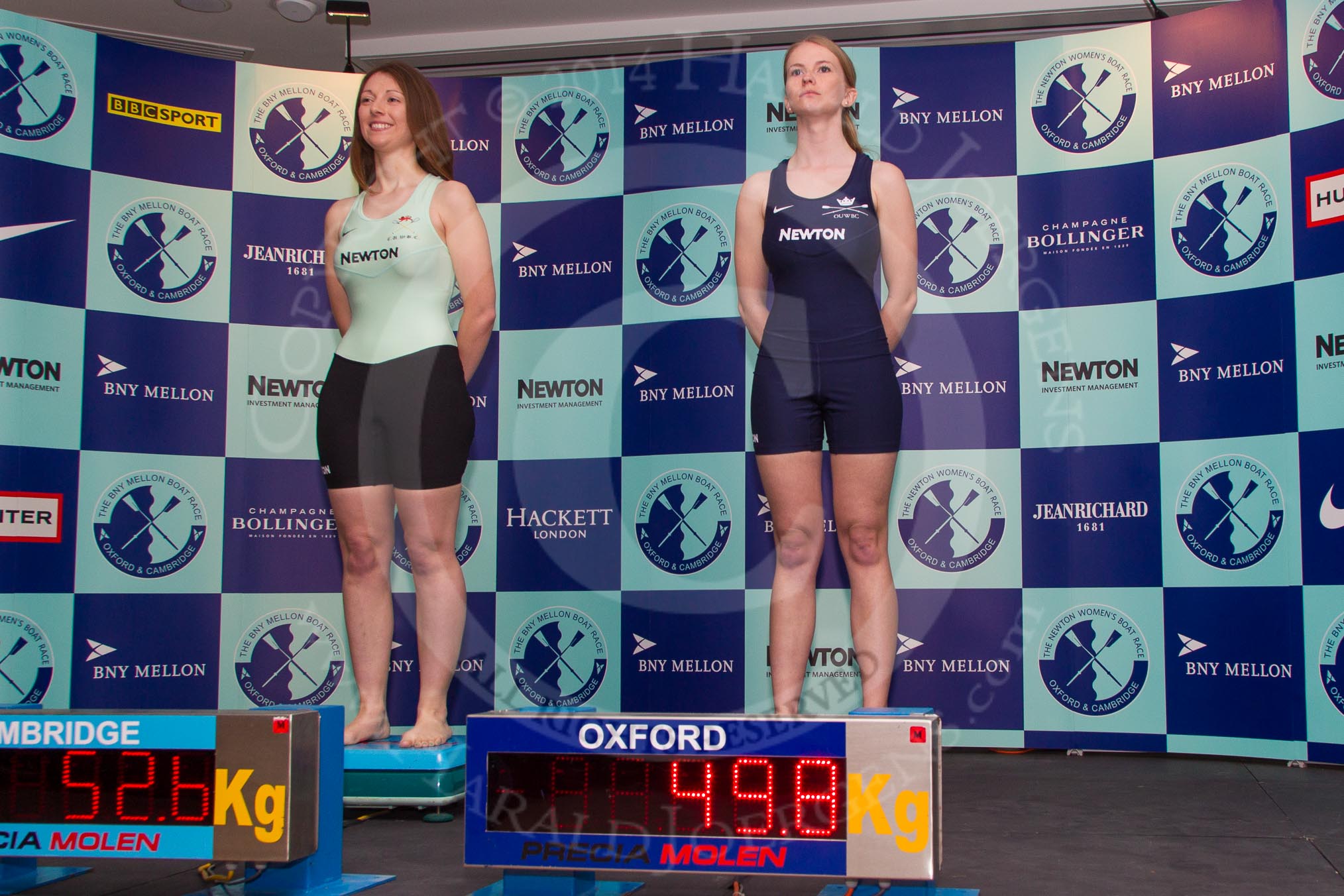 The Boat Race season 2014 - Crew Announcement and Weigh In: The 2014 Women's Boat Race crews, Cambridge cox Esther Momcilovic   and Oxford cox Erin Wysocki-Jones..
BNY Mellon Centre,
London EC4V 4LA,
London,
United Kingdom,
on 10 March 2014 at 11:51, image #54