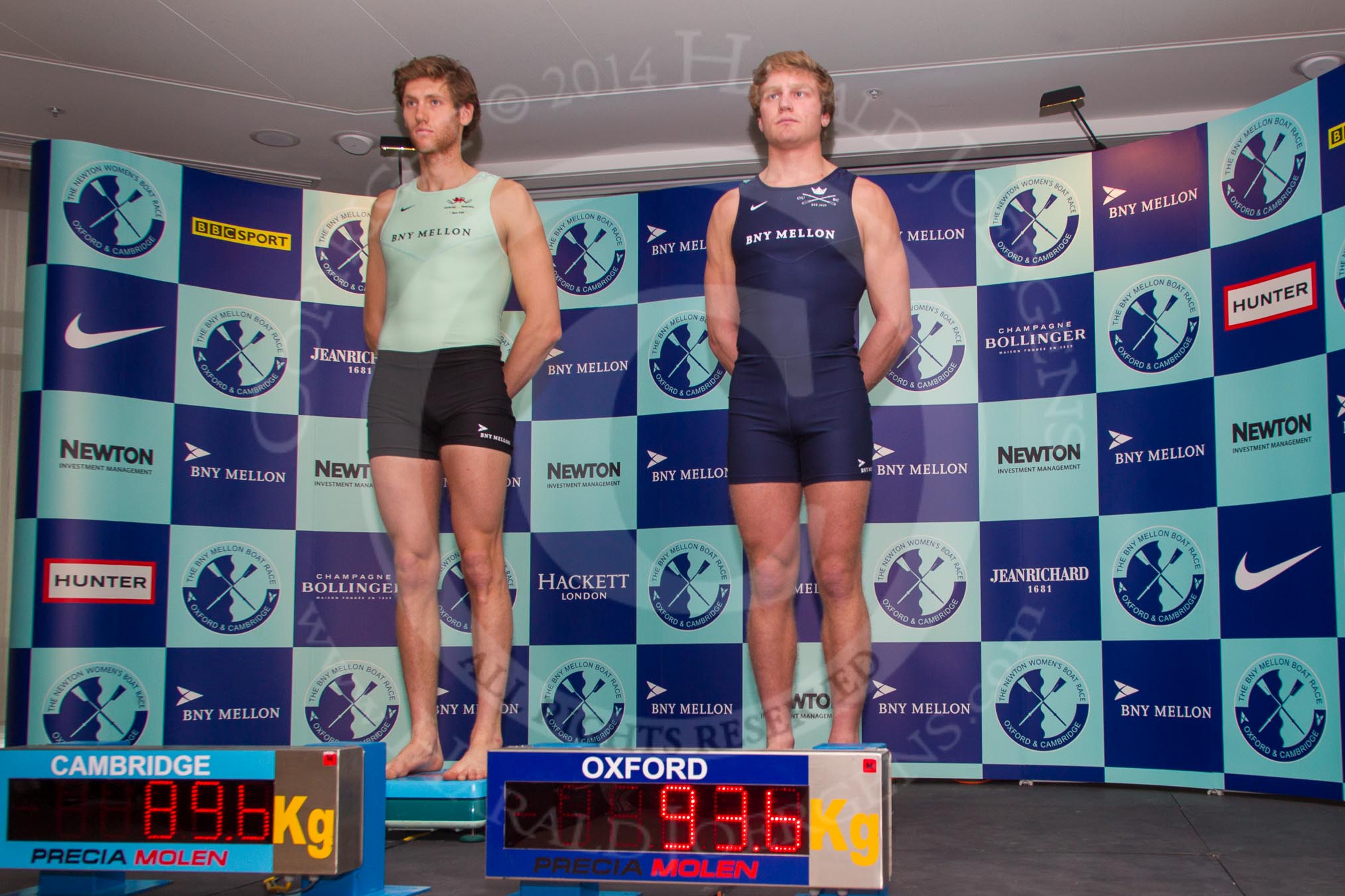 The Boat Race season 2014 - Crew Announcement and Weigh In: The 2014 Boat Race crews, Cambridge stroke Henry Hoffstot  and Oxford stroke Constantine Louloudis..
BNY Mellon Centre,
London EC4V 4LA,
London,
United Kingdom,
on 10 March 2014 at 12:05, image #110