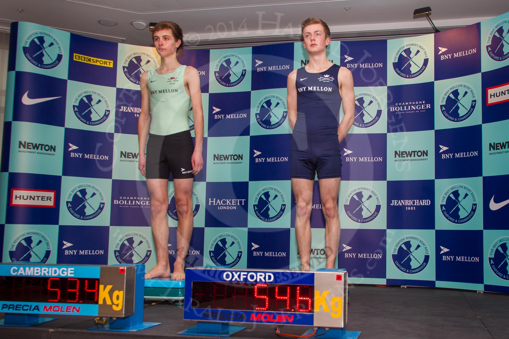 The Boat Race season 2014 - Crew Announcement and Weigh In: The 2014 Boat Race crews, Cambridge cox Ian Middleton and Oxford cox Laurence Harvey..
BNY Mellon Centre,
London EC4V 4LA,
London,
United Kingdom,
on 10 March 2014 at 12:05, image #115