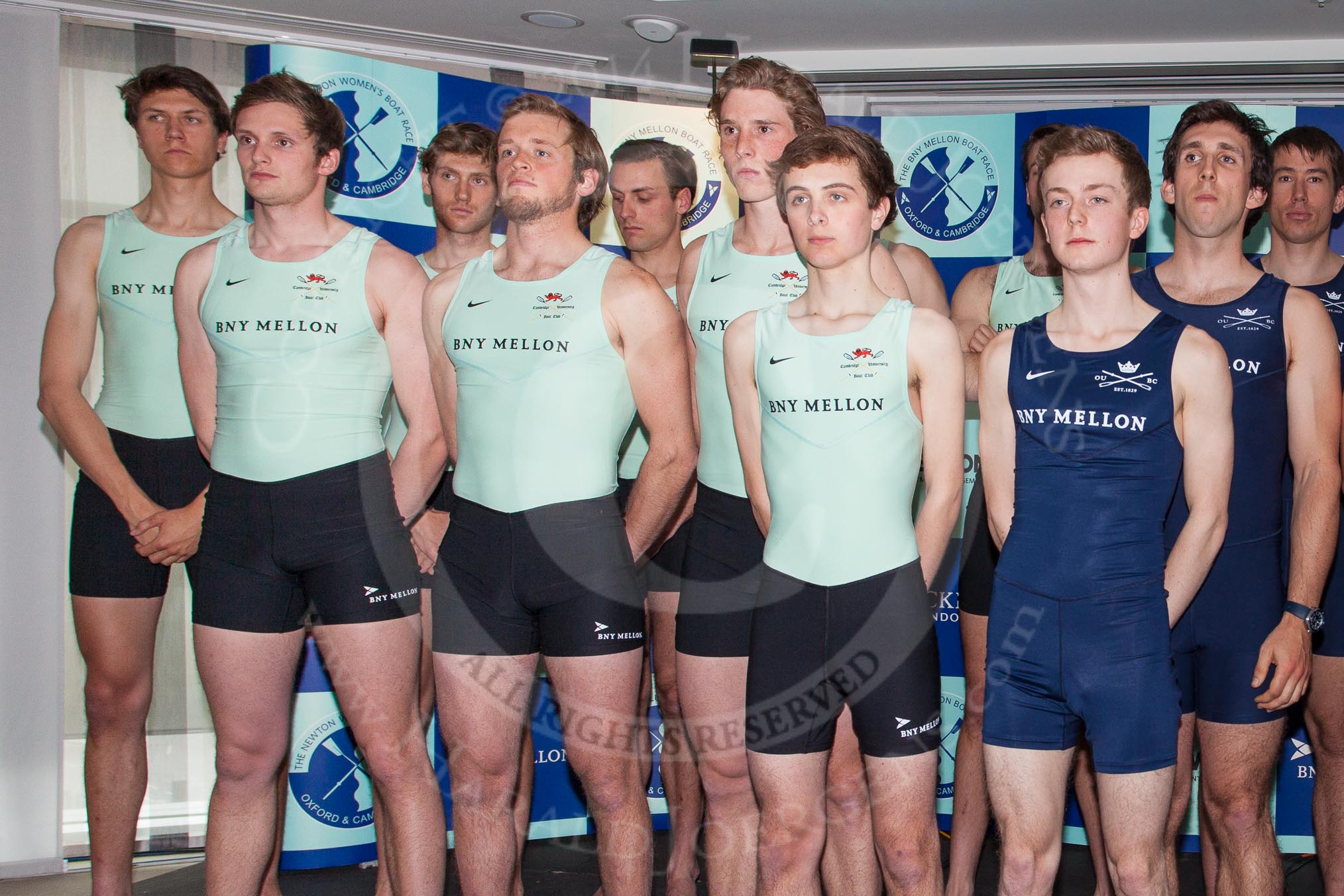 The Boat Race season 2014 - Crew Announcement and Weigh In: Group shot - The Boat Race 2014 crews together on stage, here the Cambridge men..
BNY Mellon Centre,
London EC4V 4LA,
London,
United Kingdom,
on 10 March 2014 at 12:11, image #127