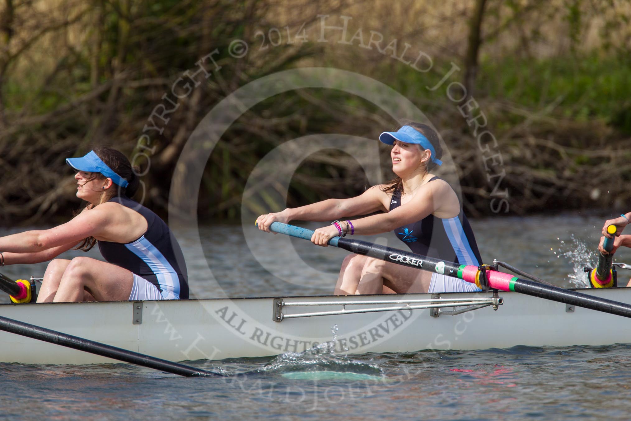 The Women's Boat Race and Henley Boat Races 2014: The Intercollegiate women's race. The Wadham College (Oxford) boat, 4 seat Rachel Anderson, 3 Lia Orlando..
River Thames,
Henley-on-Thames,
Buckinghamshire,
United Kingdom,
on 30 March 2014 at 13:27, image #18