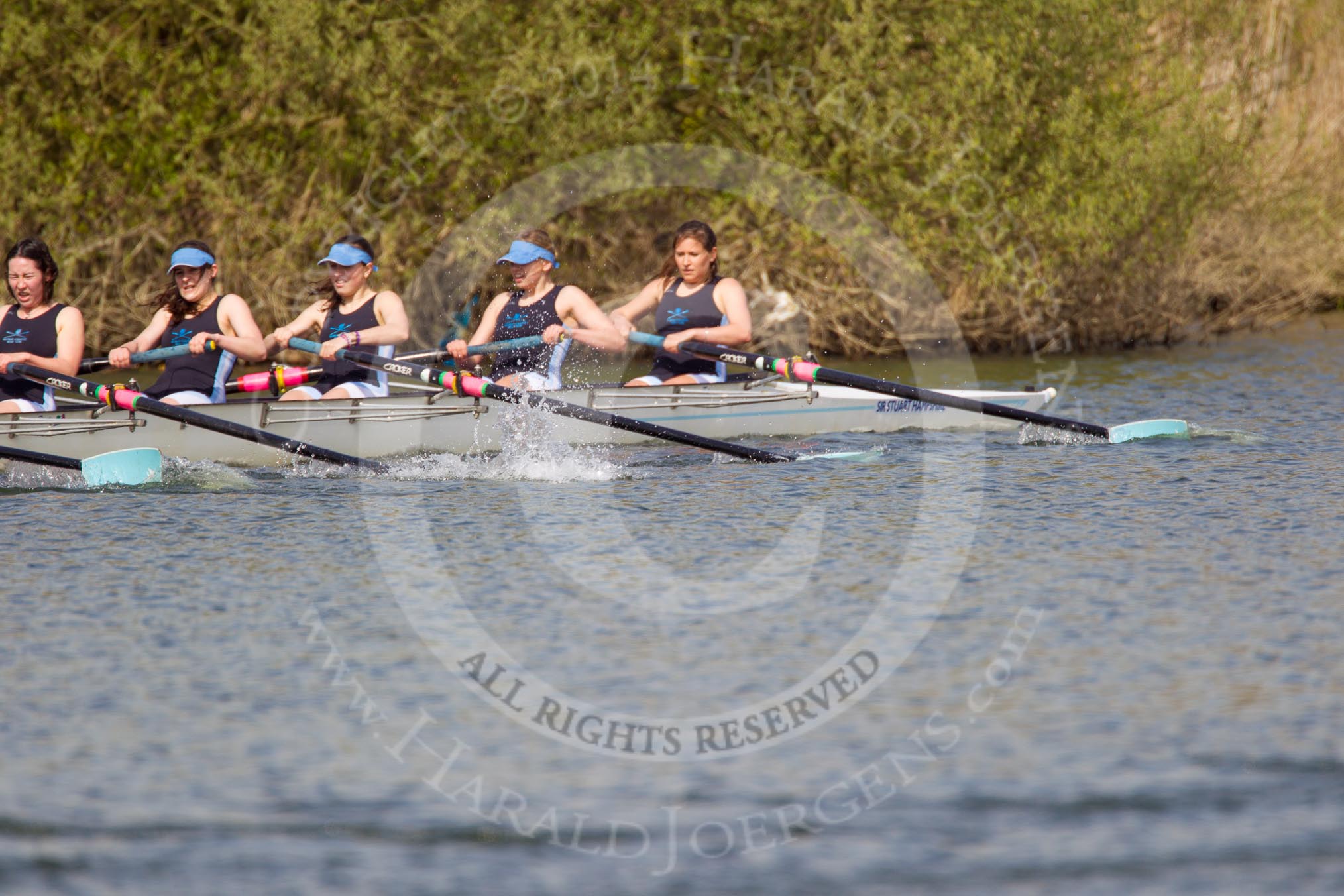 The Women's Boat Race and Henley Boat Races 2014: The Intercollegiate women's race. The Wadham College (Oxford) boat in the lead..
River Thames,
Henley-on-Thames,
Buckinghamshire,
United Kingdom,
on 30 March 2014 at 13:27, image #34