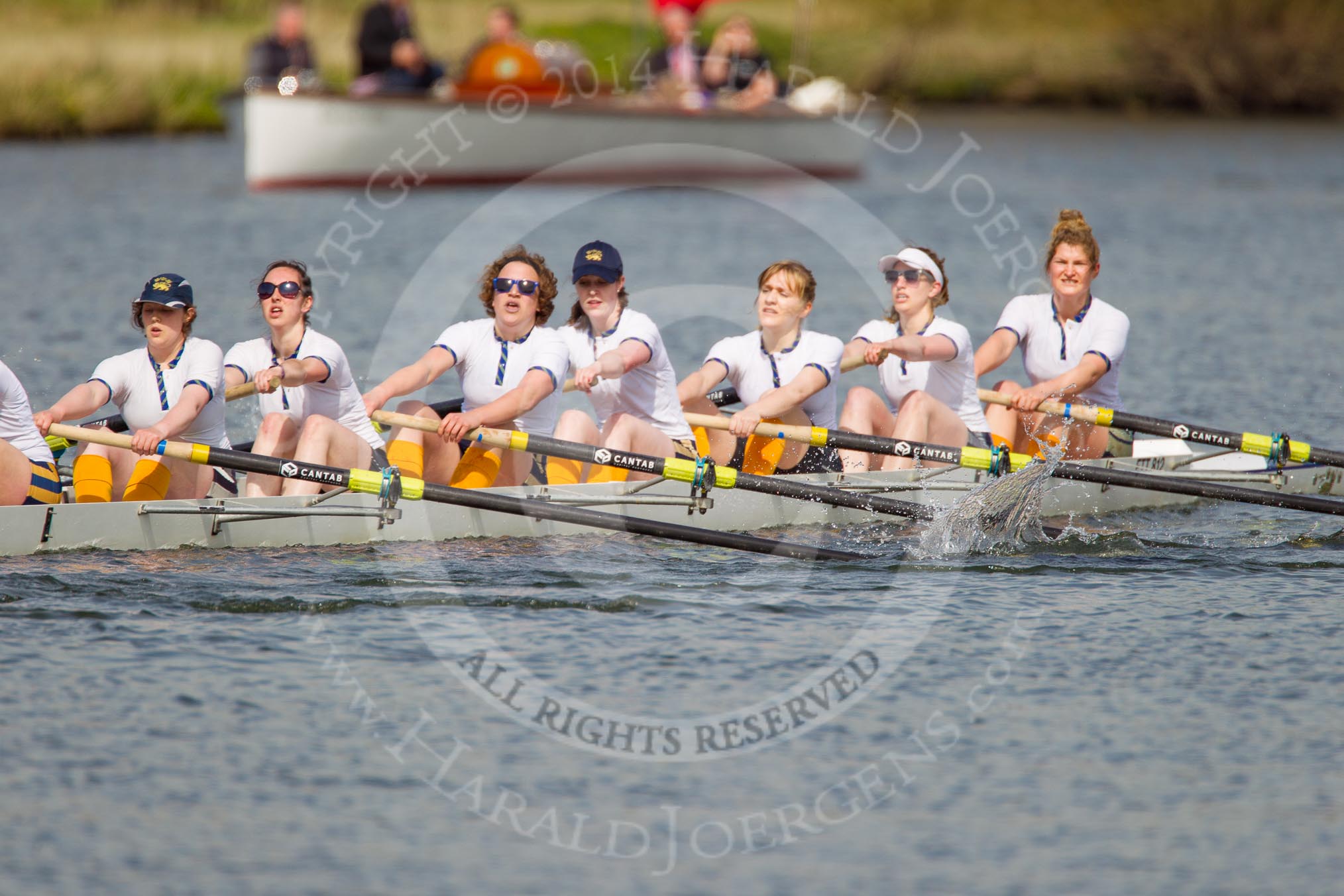 The Women's Boat Race and Henley Boat Races 2014: The Intercollegiate women's race. The Trinity College (Cambridge) boat, 7 Julia Attwood, 6 Daisy Gomersall, 5 Blanka Kesek, 4 Danielle Broadfoot, 3 Lydia Bass, 2 Alexa Pohl, bow Nina Kamcev..
River Thames,
Henley-on-Thames,
Buckinghamshire,
United Kingdom,
on 30 March 2014 at 13:28, image #37