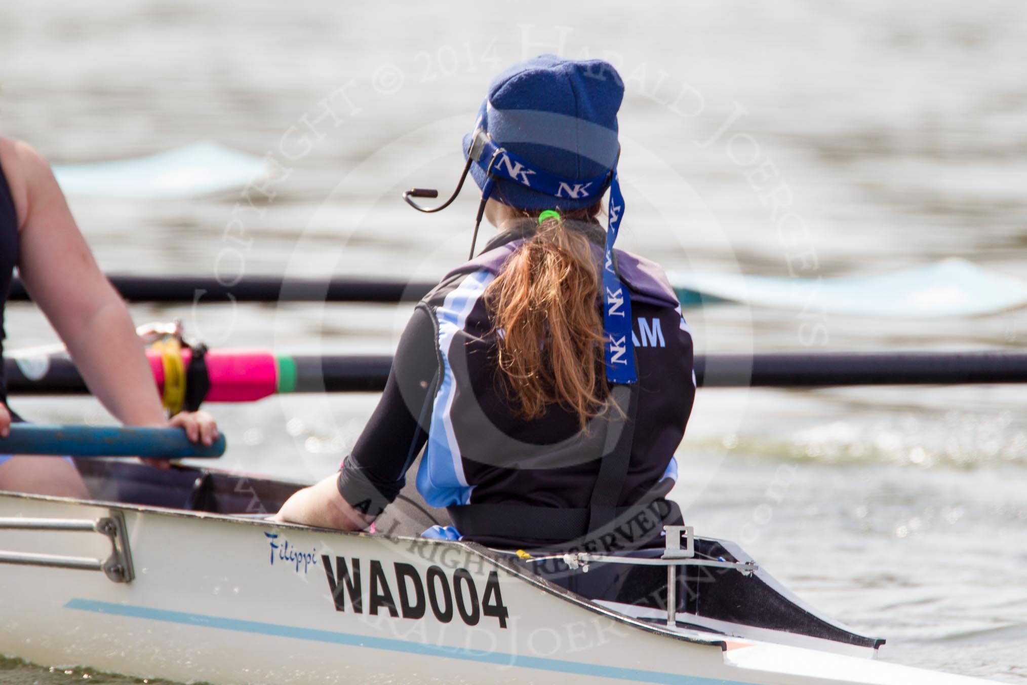 The Women's Boat Race and Henley Boat Races 2014: The Intercollegiate Women 's Race, in the Wadham College boat cox Harriet-Rose Noons..
River Thames,
Henley-on-Thames,
Buckinghamshire,
United Kingdom,
on 30 March 2014 at 13:39, image #71