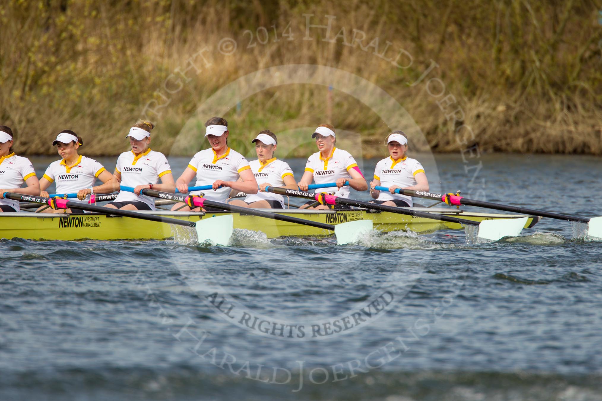 The Women's Boat Race and Henley Boat Races 2014: The Women's Reserves - Osiris v. Blondie race. In Blondie (Cambridge) 7 seat Nicole Stephens, 6 Sarah Crowther, 5 Hannah Roberts, 4 Gabriella Johannson, 3 Anouska Bartlett, 2 Sara Lackner, bow Tamsin Samuels..
River Thames,
Henley-on-Thames,
Buckinghamshire,
United Kingdom,
on 30 March 2014 at 14:17, image #171