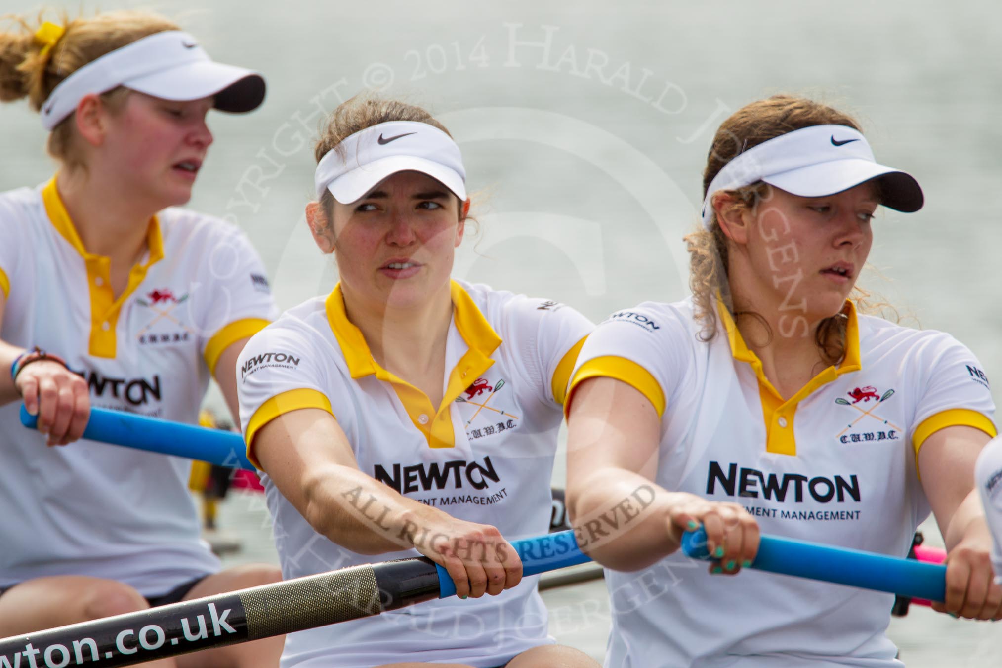 The Women's Boat Race and Henley Boat Races 2014: After the Women's Reserves - Osiris v. Blondie race. Blondie (Cambridge) with 5 seat 5 Hannah Roberts, 6 Sarah Crowther, 7 Nicole Stephens..
River Thames,
Henley-on-Thames,
Buckinghamshire,
United Kingdom,
on 30 March 2014 at 14:29, image #205