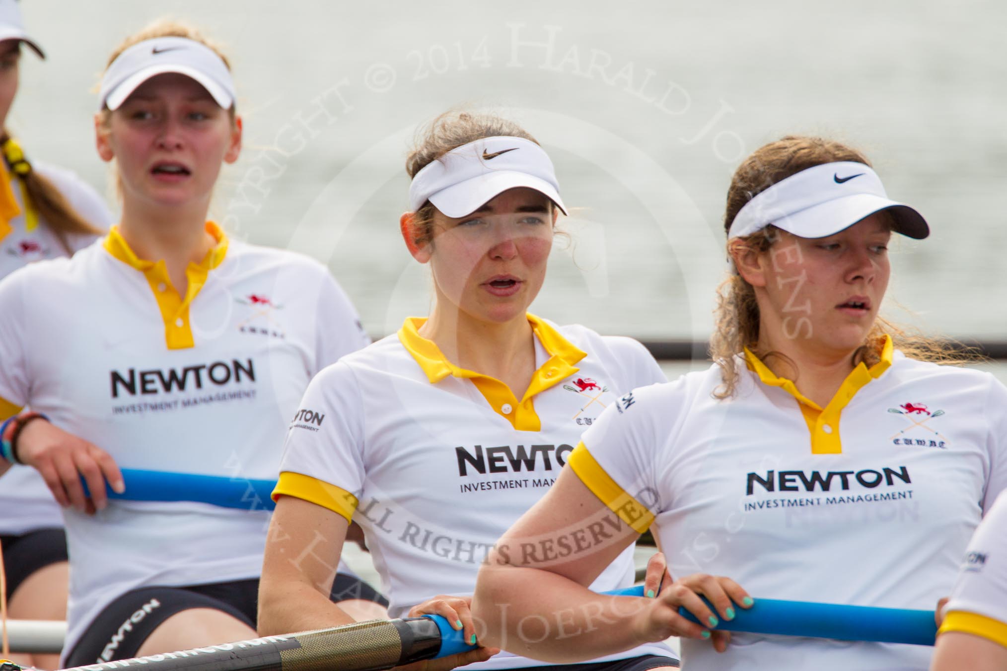 The Women's Boat Race and Henley Boat Races 2014: After the Women's Reserves - Osiris v. Blondie race. Blondie (Cambridge) with 5 seat Hannah Roberts, 6 Sarah Crowther, 7 Nicole Stephens..
River Thames,
Henley-on-Thames,
Buckinghamshire,
United Kingdom,
on 30 March 2014 at 14:29, image #206