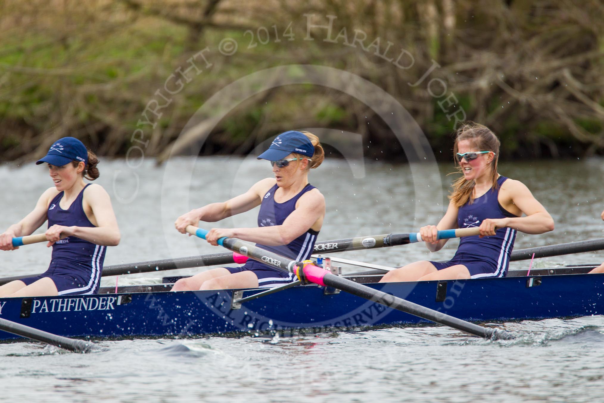 The Women's Boat Race and Henley Boat Races 2014: The OUWLRC boat in the lead - 7 seat Emma Clifton, 6 Zoe Cooper-Sutton, 5 Sophie Philbrick..
River Thames,
Henley-on-Thames,
Buckinghamshire,
United Kingdom,
on 30 March 2014 at 14:49, image #232