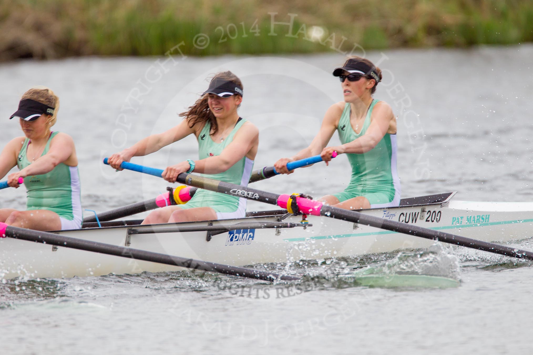 The Women's Boat Race and Henley Boat Races 2014: The CUWBC Lightweights boat with 3 seat Lottie Meggit, 2 Christina Ostacchini, bow  Clare Hall..
River Thames,
Henley-on-Thames,
Buckinghamshire,
United Kingdom,
on 30 March 2014 at 14:49, image #235
