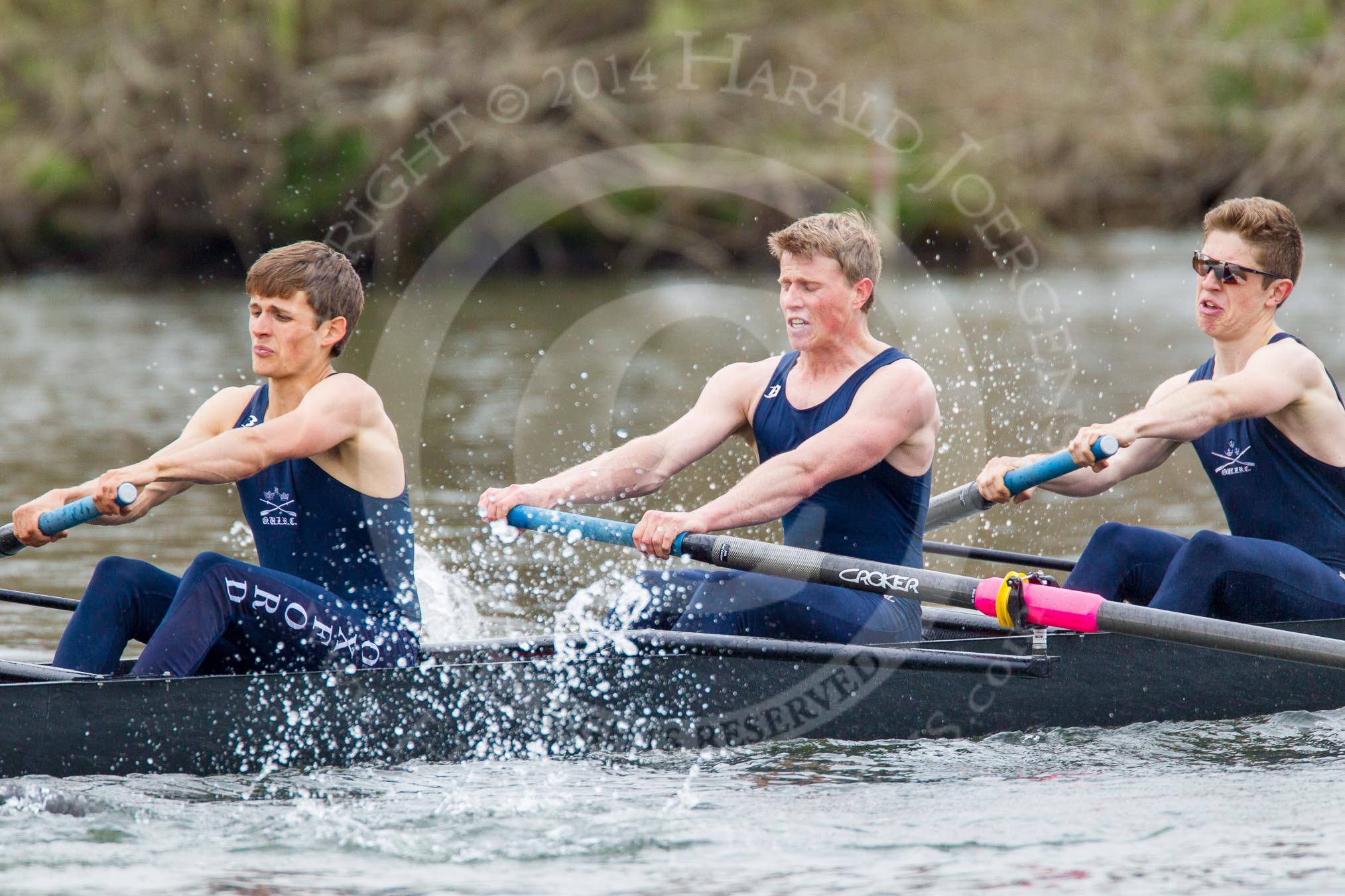 The Women's Boat Race and Henley Boat Races 2014: The Lightweight Men's Boat Race - OULRC vs CULRC. In the Oxford boat 6 seat Rowan Arthur, 5 James Ellison, 4 Robert Leonard..
River Thames,
Henley-on-Thames,
Buckinghamshire,
United Kingdom,
on 30 March 2014 at 15:40, image #390