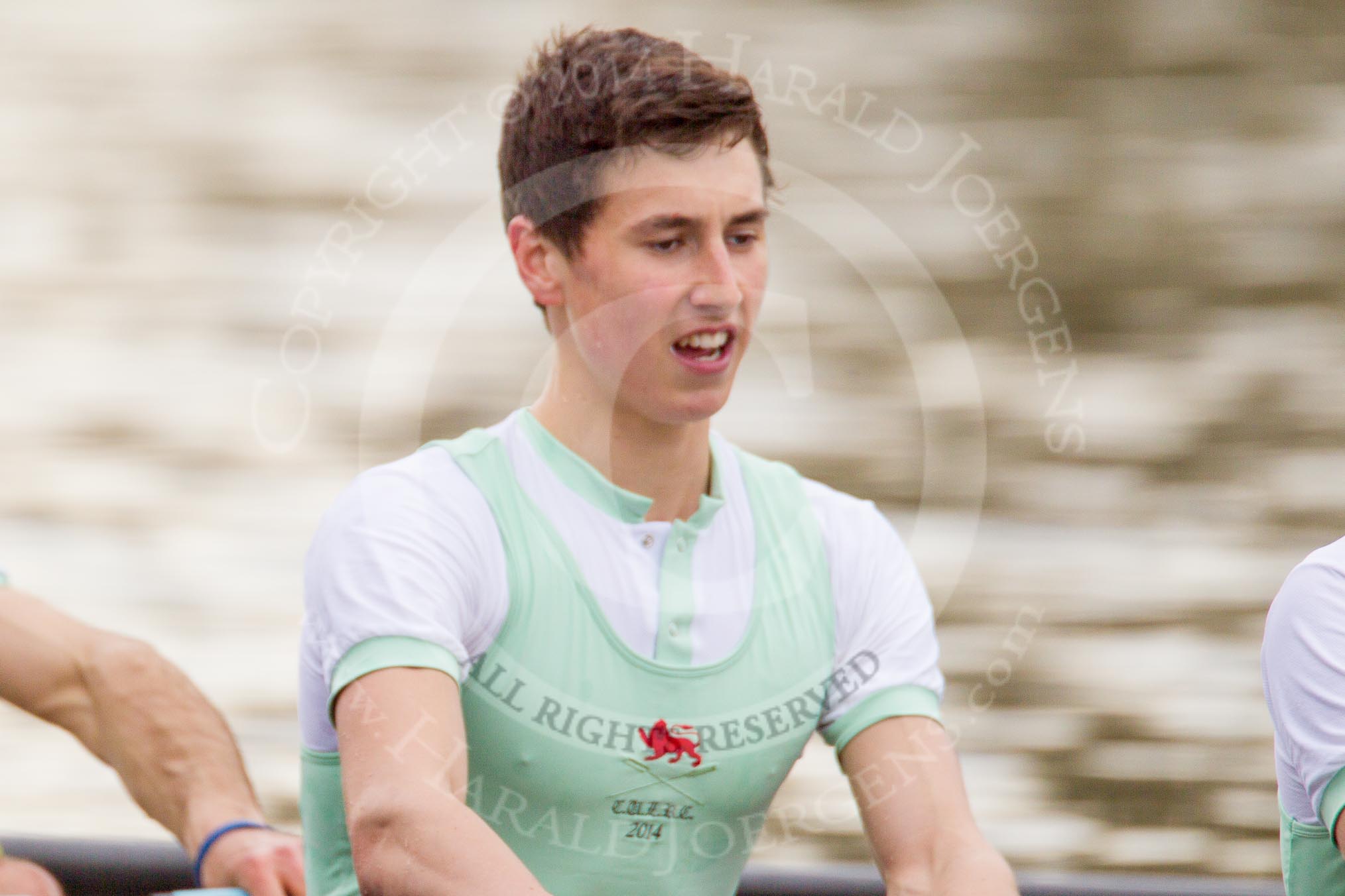 The Women's Boat Race and Henley Boat Races 2014: After the Lightweight Men's Boat Race - the Cambridge Eight is rowing back to Henley. Here 3 seat James Green..
River Thames,
Henley-on-Thames,
Buckinghamshire,
United Kingdom,
on 30 March 2014 at 15:46, image #411