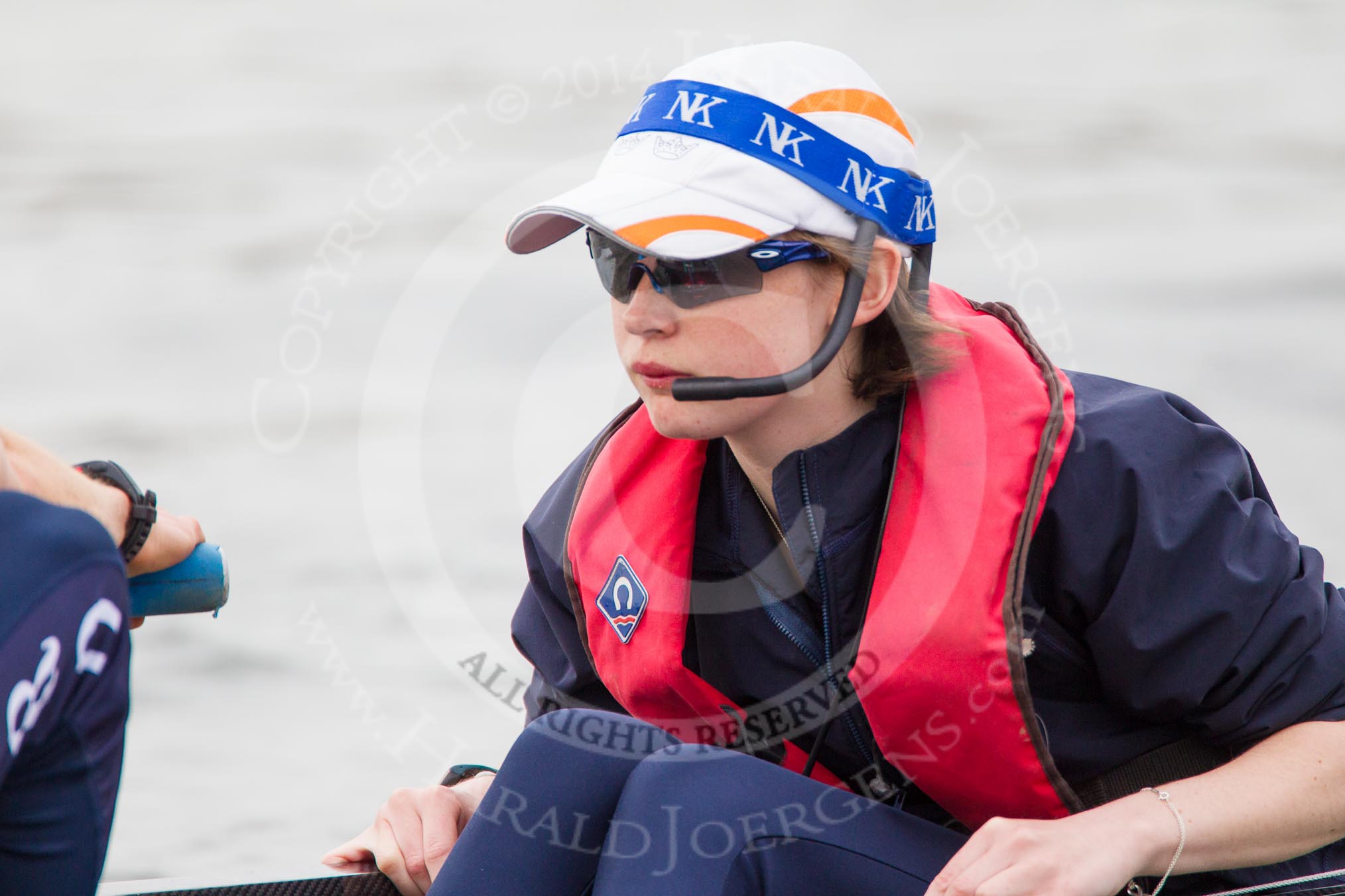 The Women's Boat Race and Henley Boat Races 2014: After the Lightweight Men's Boat Race - the Oxford Eight is rowing back to Henley. Here cox Hannah Keenan..
River Thames,
Henley-on-Thames,
Buckinghamshire,
United Kingdom,
on 30 March 2014 at 15:48, image #417