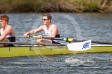 The Women's Boat Race and Henley Boat Races 2014: The Intercollegiate men's race. In the Oriel College (Oxford) boat in the 2 seat Hal Bigland, bow Callum Arnold..
River Thames,
Henley-on-Thames,
Buckinghamshire,
United Kingdom,
on 30 March 2014 at 13:52, image #101