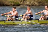 The Women's Boat Race and Henley Boat Races 2014: The Intercollegiate men's race. In the Oriel College (Oxford) boat in the 3 seat Max Lau, 2 Hal Bigland, bow Callum Arnold..
River Thames,
Henley-on-Thames,
Buckinghamshire,
United Kingdom,
on 30 March 2014 at 13:52, image #102