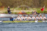 The Women's Boat Race and Henley Boat Races 2014: The Intercollegiate men's race. Oriel College (Oxford) passing the press launch..
River Thames,
Henley-on-Thames,
Buckinghamshire,
United Kingdom,
on 30 March 2014 at 13:52, image #108