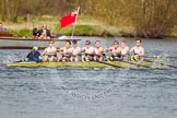 Photo 1403301353001D44775HaraldJoergens The Women's Boat Race and Henley Boat Races 2014: The Intercollegiate men's race. Oriel College (Oxford) passing the press launch..
River Thames,
Henley-on-Thames,
Buckinghamshire,
United Kingdom,
on 30 March 2014 at 13:52, image #109