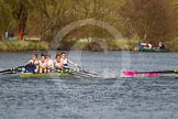 Photo 1403301353111D44792HaraldJoergens The Women's Boat Race and Henley Boat Races 2014: The Intercollegiate men's race. Downing College (Cambridge, on the right) and Oriel College (Oxford) getting too close, Oriel bow Callum Arnold in trouble..
River Thames,
Henley-on-Thames,
Buckinghamshire,
United Kingdom,
on 30 March 2014 at 13:52, image #115