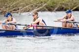 The Women's Boat Race and Henley Boat Races 2014: The OUWLRC boat in the lead - 6 seat Zoe Cooper-Sutton, 5 Sophie Philbrick, 4  Nicky Huskens..
River Thames,
Henley-on-Thames,
Buckinghamshire,
United Kingdom,
on 30 March 2014 at 14:49, image #231