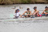 The Women's Boat Race and Henley Boat Races 2014: The CUWBC Lightweights boat with cox Priya Cosby, stroke Jilly Tovey, 7 Fiona Macklin, 6 Ella Barnard..
River Thames,
Henley-on-Thames,
Buckinghamshire,
United Kingdom,
on 30 March 2014 at 14:49, image #240