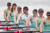 The Women's Boat Race and Henley Boat Races 2014: After the Lightweight Women's Boat Race, the CUWBC Lightweights on the way back:  Bow Clare Hall, 2 Christina Ostacchini, 3 Lottie Meggit, 4 Eve Edwards, 5 Valentina Futoryanova, 6 Ella Barnard, 7 Fiona Macklin, stroke Jilly Tovey..
River Thames,
Henley-on-Thames,
Buckinghamshire,
United Kingdom,
on 30 March 2014 at 14:57, image #261