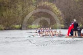 The Women's Boat Race and Henley Boat Races 2014: The Newton Women's Boat Race - Oxford is winning the race. In front the press launch..
River Thames,
Henley-on-Thames,
Buckinghamshire,
United Kingdom,
on 30 March 2014 at 15:15, image #318