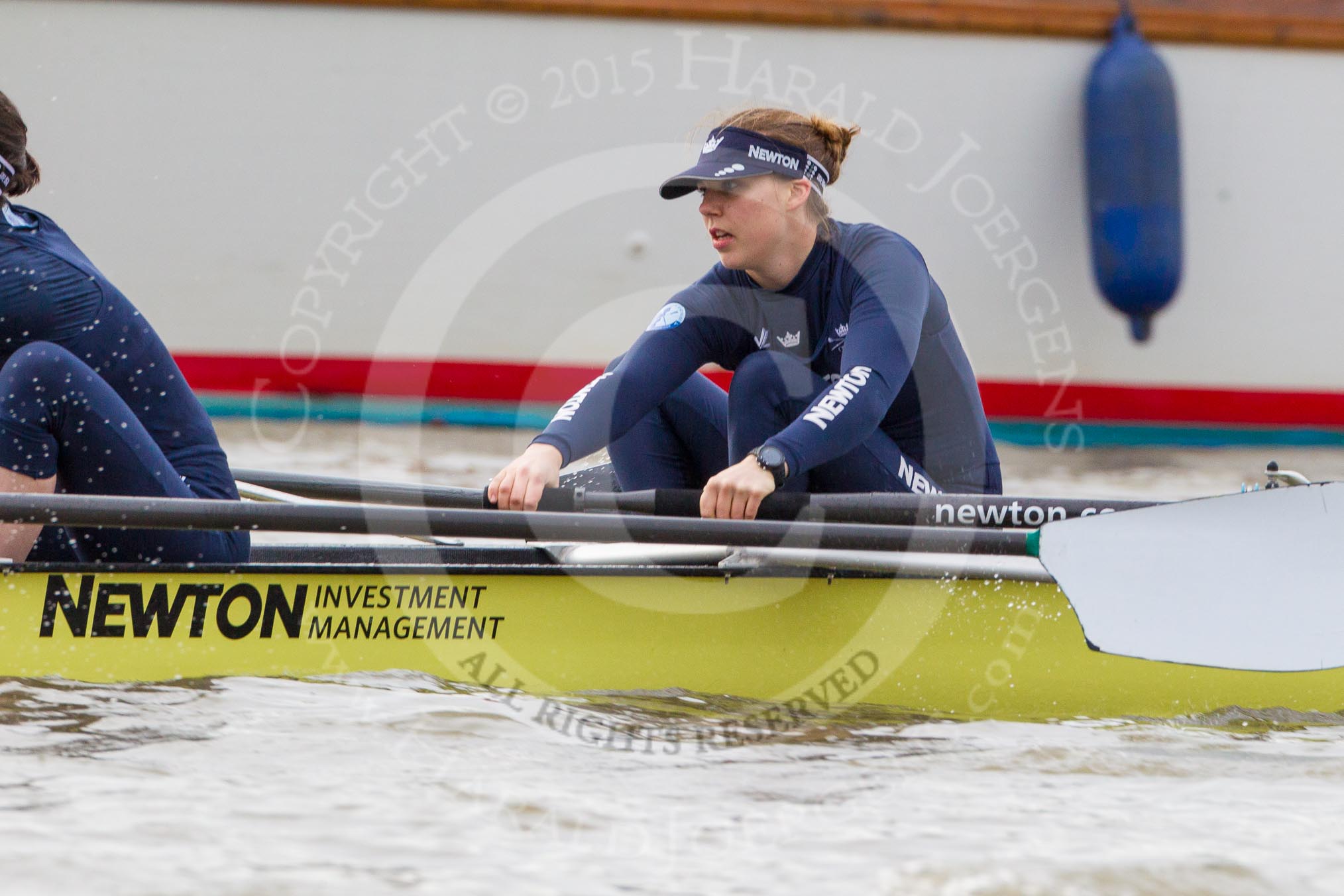 The Boat Race season 2016 - Women's Boat Race Trial Eights (OUWBC, Oxford): "Charybdis", here bow-Georgie Daniell.
River Thames between Putney Bridge and Mortlake,
London SW15,

United Kingdom,
on 10 December 2015 at 12:19, image #155