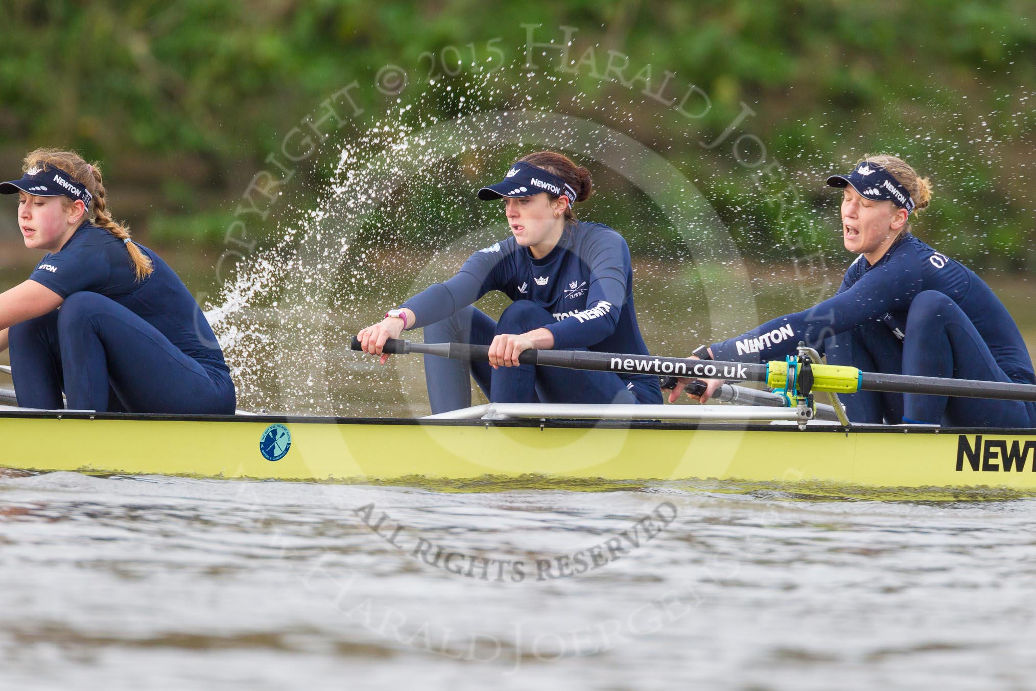 The Boat Race season 2016 - Women's Boat Race Trial Eights (OUWBC, Oxford): "Charybdis", here stroke-Kate Erickson, 7-Maddy Badcott, 6-Elo Luik.
River Thames between Putney Bridge and Mortlake,
London SW15,

United Kingdom,
on 10 December 2015 at 12:23, image #196
