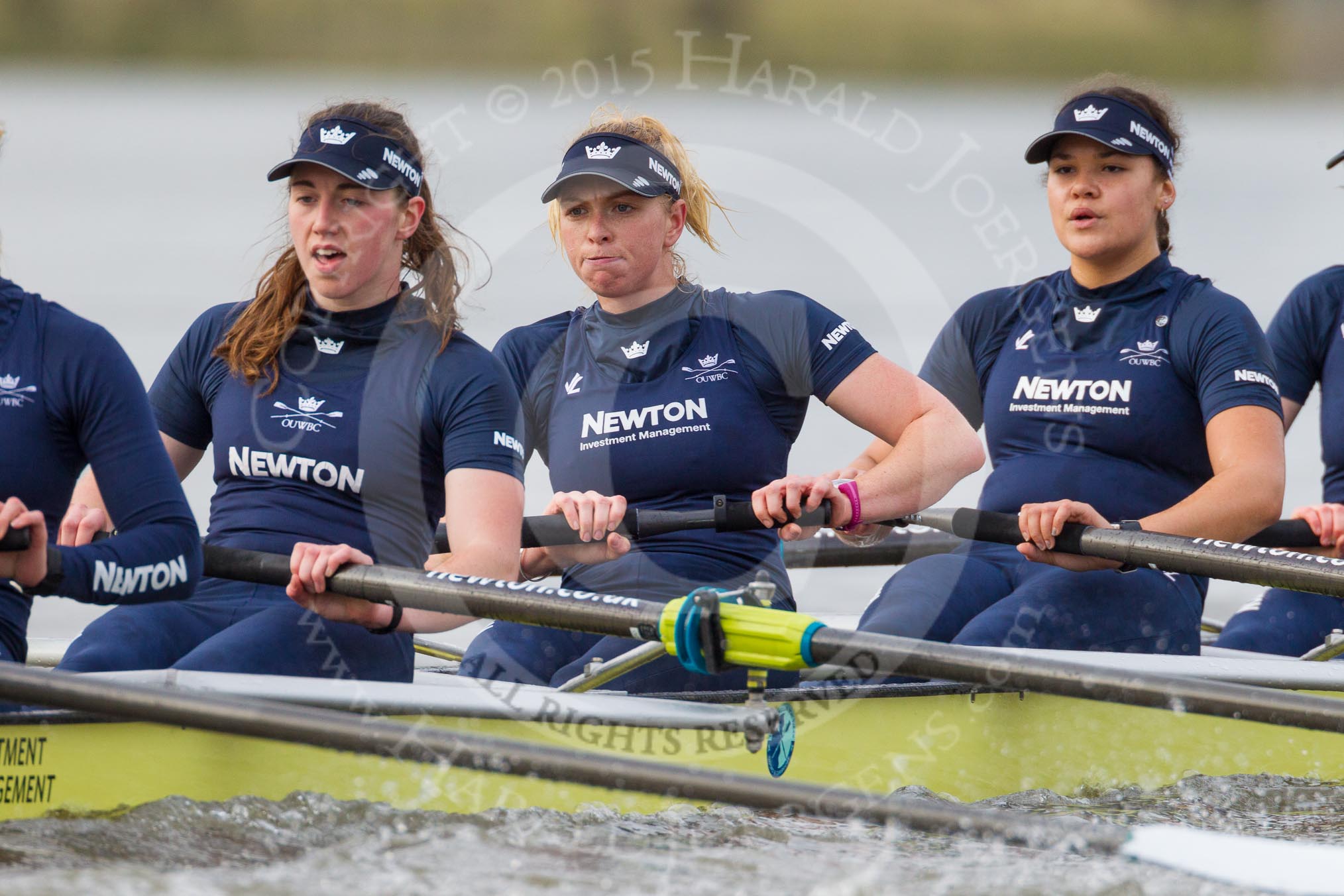 The Boat Race season 2016 - Women's Boat Race Trial Eights (OUWBC, Oxford): "Charybdis" , here 5-Ruth Siddorn, 4-Emma Spruce, 3-Lara Pysden.
River Thames between Putney Bridge and Mortlake,
London SW15,

United Kingdom,
on 10 December 2015 at 12:26, image #214