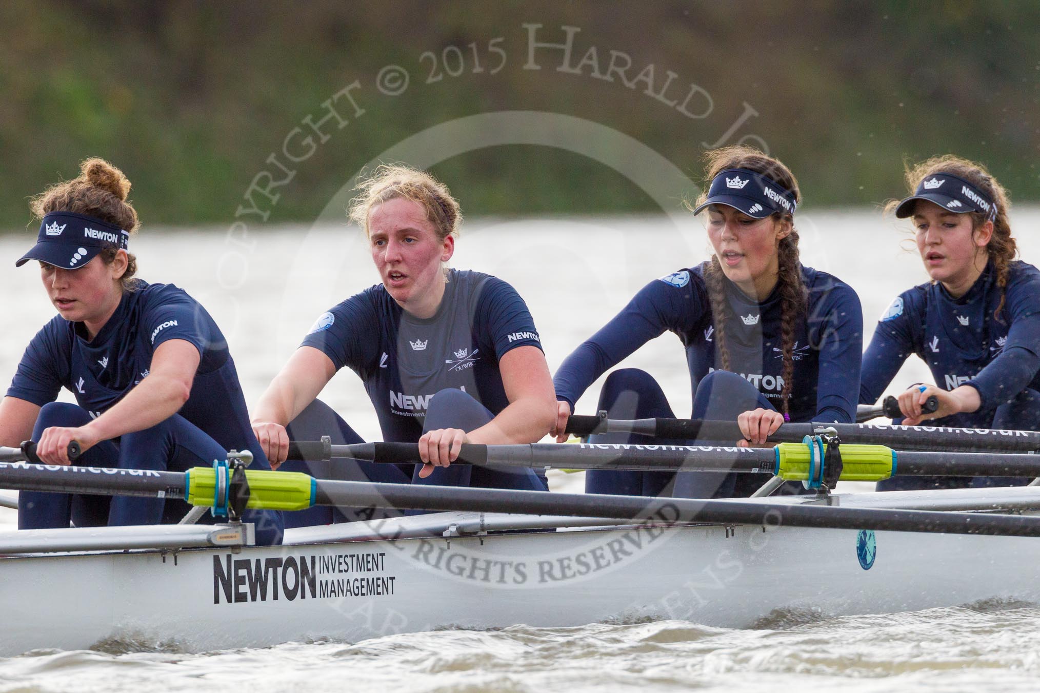 The Boat Race season 2016 - Women's Boat Race Trial Eights (OUWBC, Oxford): "Scylla", here 6-Joanne Jansen, 5-Anastasia Chitty, 4-Rebecca Te Water Naude, 3-Elettra Ardissino.
River Thames between Putney Bridge and Mortlake,
London SW15,

United Kingdom,
on 10 December 2015 at 12:28, image #235