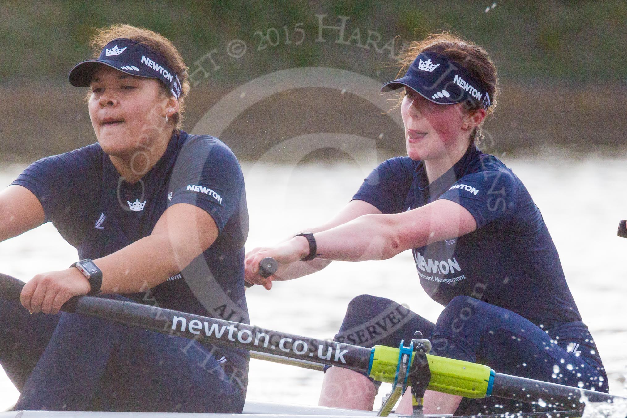 The Boat Race season 2016 - Women's Boat Race Trial Eights (OUWBC, Oxford): "Charybdis" , here 3-Lara Pysden, 2-Christina Fleischer.
River Thames between Putney Bridge and Mortlake,
London SW15,

United Kingdom,
on 10 December 2015 at 12:29, image #253