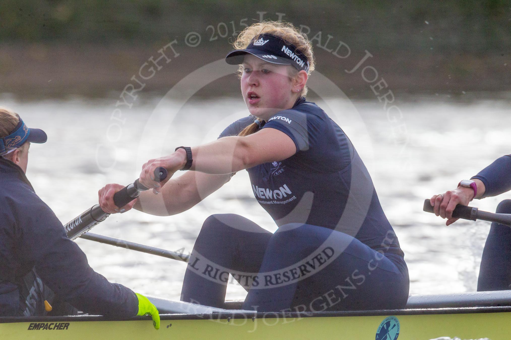 The Boat Race season 2016 - Women's Boat Race Trial Eights (OUWBC, Oxford): "Charybdis" , here stroke-Kate Erickson.
River Thames between Putney Bridge and Mortlake,
London SW15,

United Kingdom,
on 10 December 2015 at 12:29, image #258