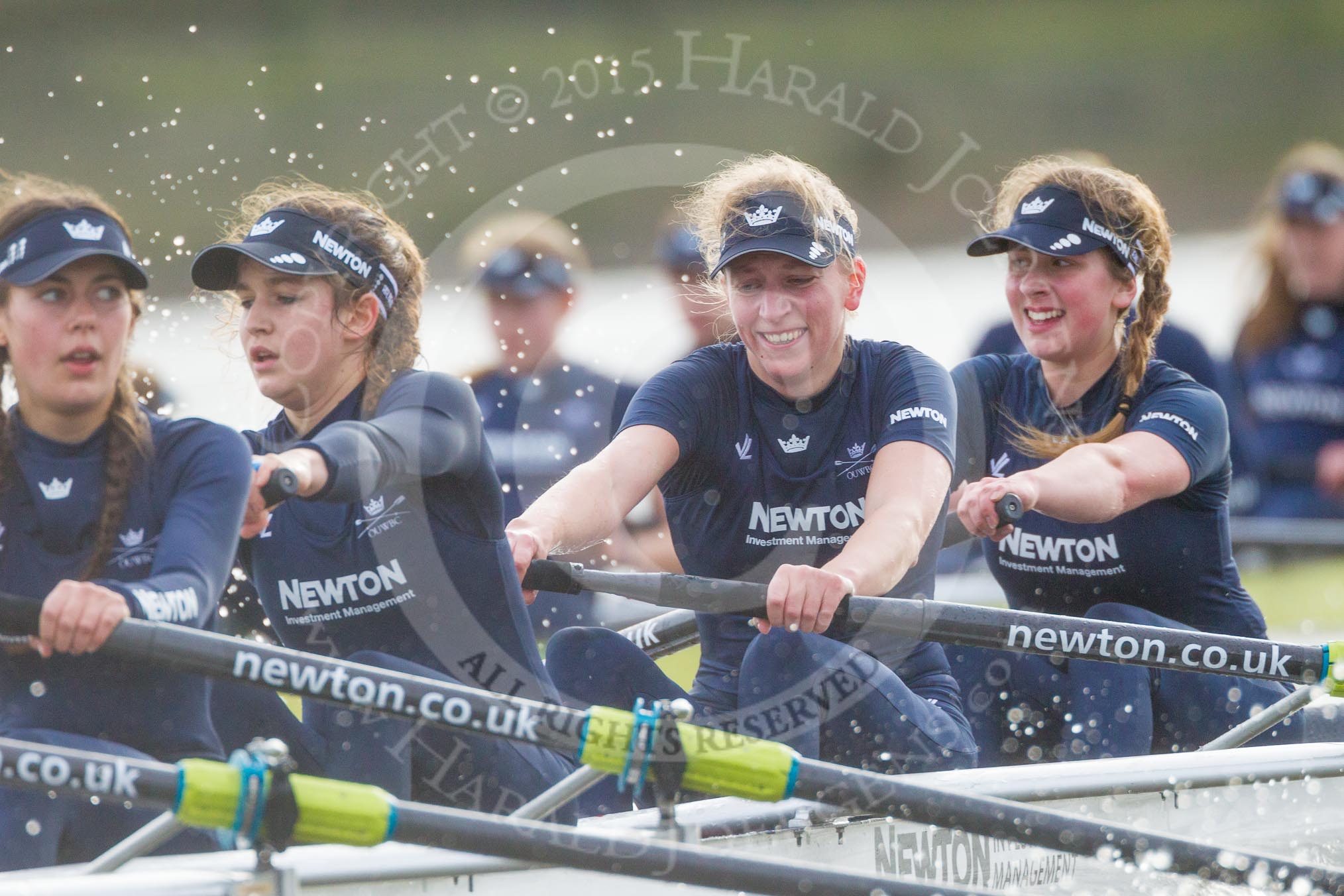 The Boat Race season 2016 - Women's Boat Race Trial Eights (OUWBC, Oxford): "Scylla", here 4-Rebecca Te Water Naude, 3-Elettra Ardissino, 2-Merel Lefferts, bow-Issy Dodds.
River Thames between Putney Bridge and Mortlake,
London SW15,

United Kingdom,
on 10 December 2015 at 12:32, image #274