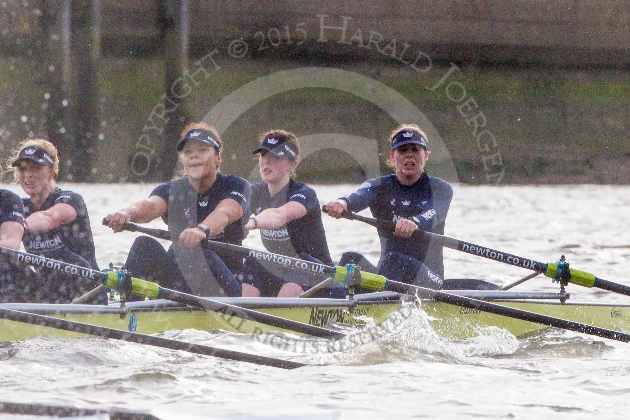 The Boat Race season 2016 - Women's Boat Race Trial Eights (OUWBC, Oxford): "Charybdis", here 4-Emma Spruce, 3-Lara Pysden, 2-Christina Fleischer, bow-Georgie Daniell.
River Thames between Putney Bridge and Mortlake,
London SW15,

United Kingdom,
on 10 December 2015 at 12:33, image #280