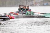 The Boat Race season 2016 - Women's Boat Race Trial Eights (CUWBC, Cambridge): "Twickenham" in the lead at Fulham Reach, seen behind the oars of "Tideway".
River Thames between Putney Bridge and Mortlake,
London SW15,

United Kingdom,
on 10 December 2015 at 11:08, image #71