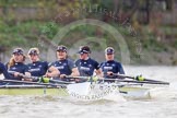 The Boat Race season 2016 - Women's Boat Race Trial Eights (OUWBC, Oxford): "Charybdis", here 5-Ruth Siddorn, 4-Emma Spruce, 3-Lara Pysden, 2-Christina Fleischer, bow-Georgie Daniell.
River Thames between Putney Bridge and Mortlake,
London SW15,

United Kingdom,
on 10 December 2015 at 12:35, image #295