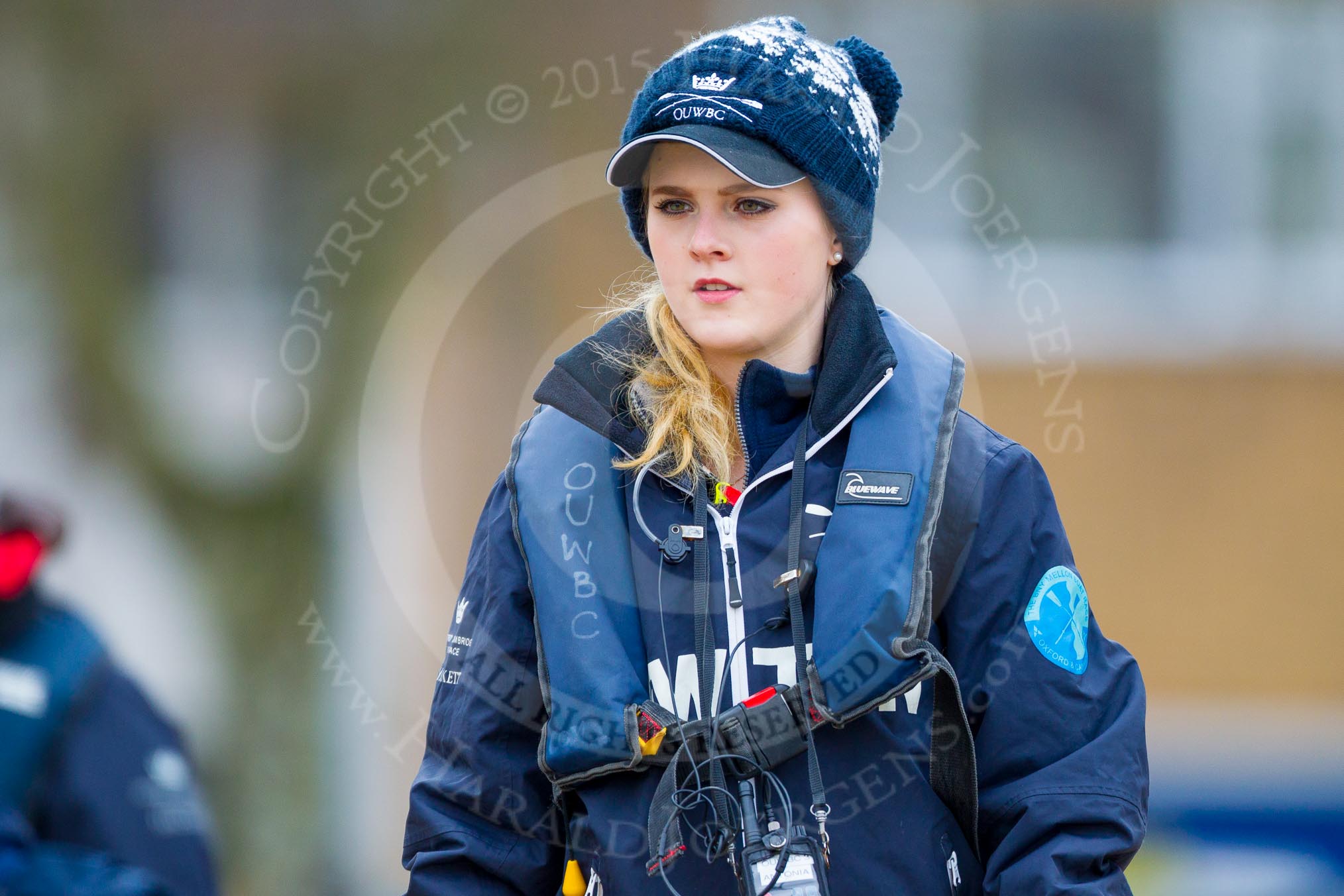 The Boat Race season 2016 - OUWBC training Wallingford: Antonia Stutter, cox in the OUWBC Blue Boat.
River Thames,
Wallingford,
Oxfordshire,

on 29 February 2016 at 15:31, image #48