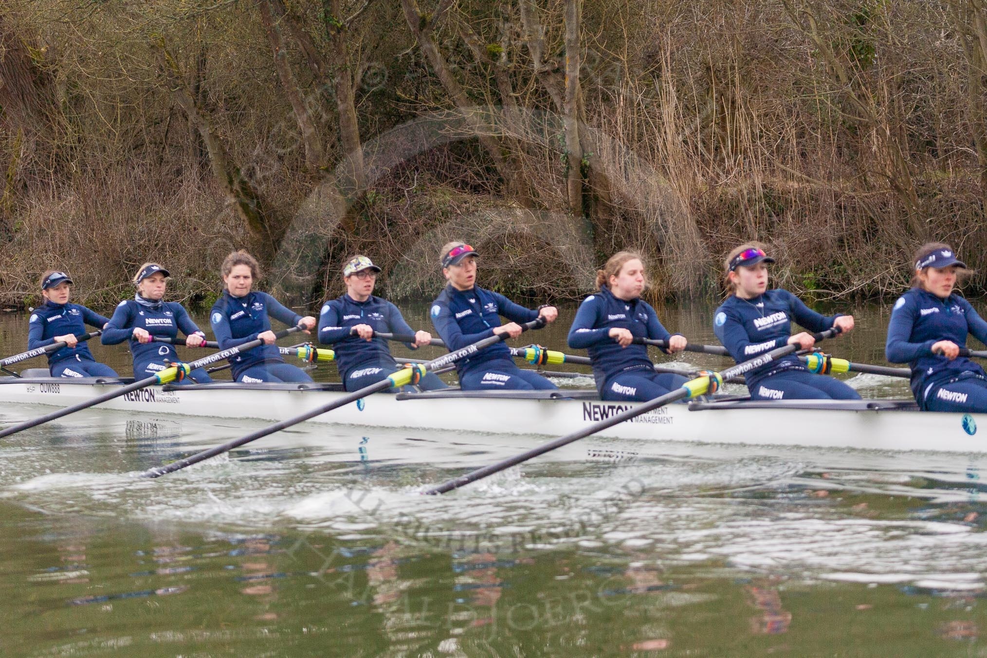 The Boat Race season 2016 - OUWBC training Wallingford: The OUWBC Blue Boat at the start of their training session.
River Thames,
Wallingford,
Oxfordshire,

on 29 February 2016 at 15:53, image #71