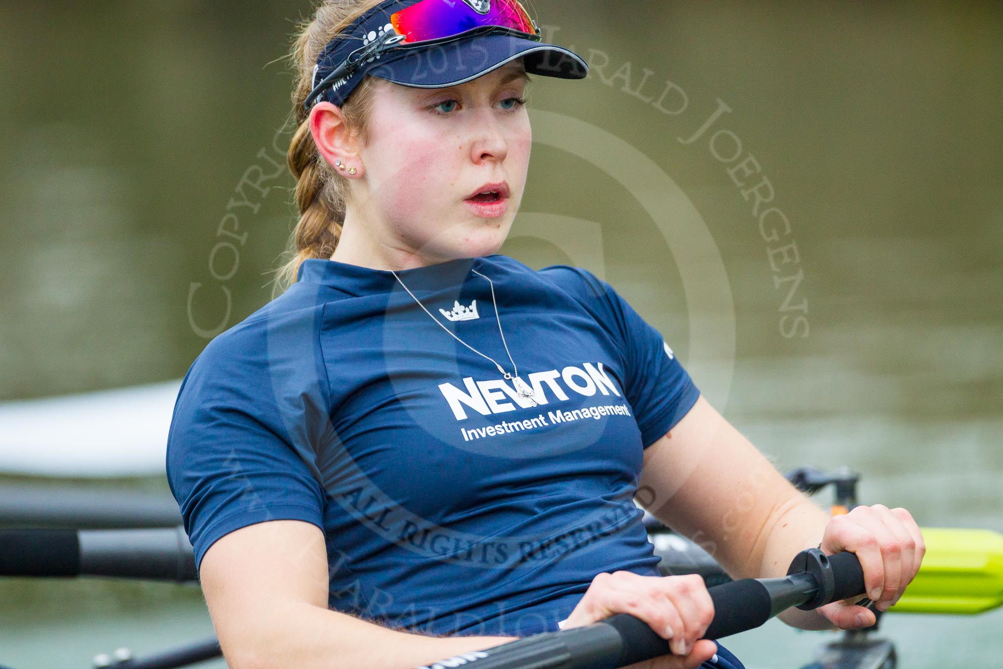 The Boat Race season 2016 - OUWBC training Wallingford: Maddy Badcott, OUWBC president and 7 seat in the Oxford Blue Boat.
River Thames,
Wallingford,
Oxfordshire,

on 29 February 2016 at 16:28, image #110