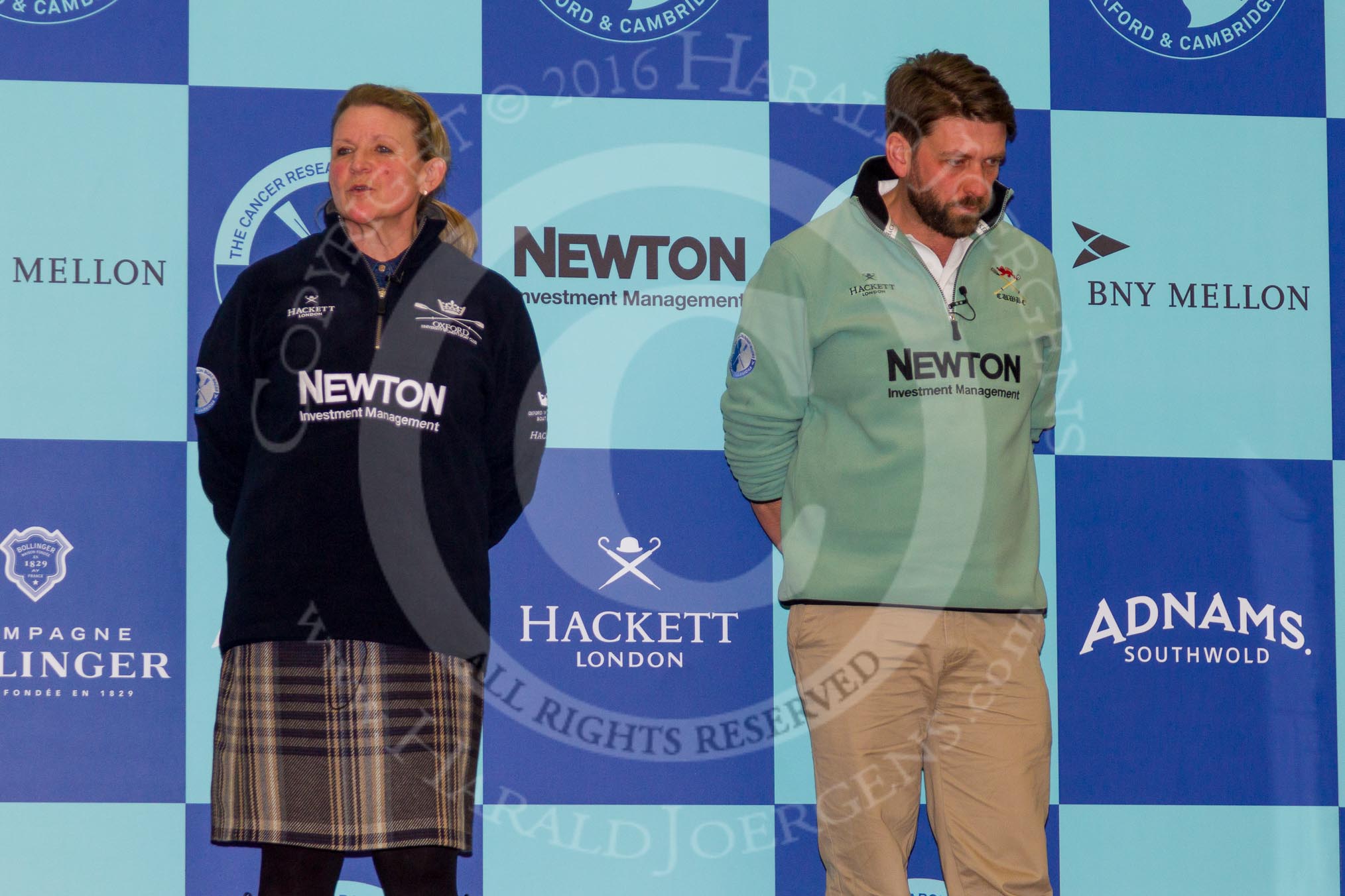 The Boat Race season 2016 - Crew Announcement and Weigh-In: The Women's Boat Race head coaches, Christine Wilson (Oxford) and Rob Baker (Cambridge).
Westmister Hall, Westminster,
London SW11,

United Kingdom,
on 01 March 2016 at 10:16, image #49