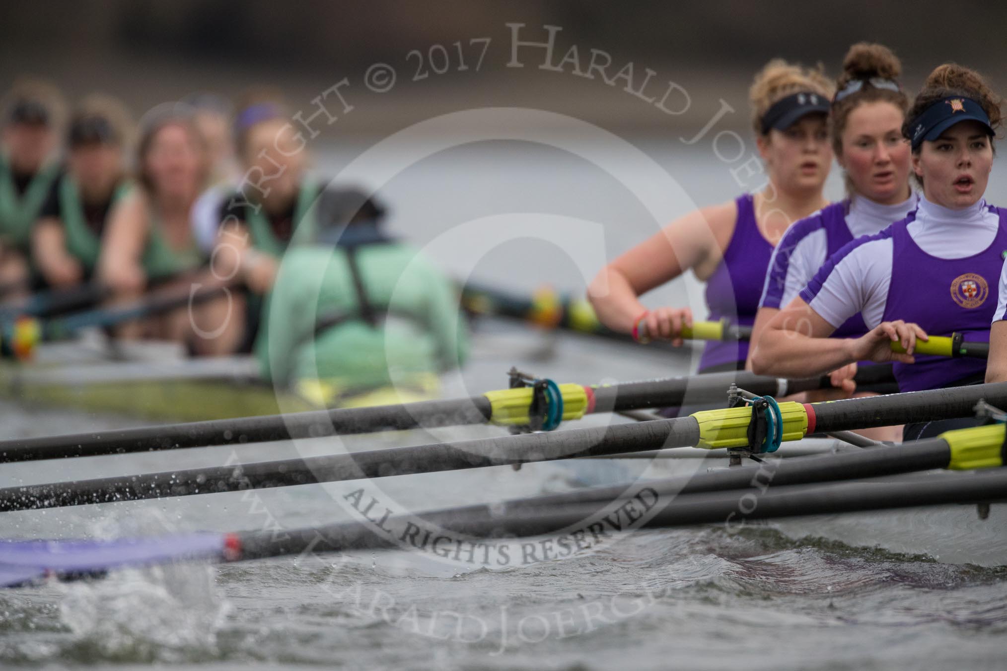 The Boat Race season 2017 - Women's Boat Race Fixture CUWBC vs Univerity of London: The CUWBC boat has taken the lead by at least one length.
River Thames between Putney Bridge and Mortlake,
London SW15,

United Kingdom,
on 19 February 2017 at 16:04, image #78