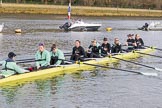 The Boat Race season 2017 - Women's Boat Race Fixture CUWBC vs Univerity of London: The CUWBC boat with cox - Matthew Holland, stroke - Alice White, 7 - Myriam Goudet, 6 - Melissa Wilson, 5 - Holy Hill, 4 - Imogen Grant, 3 - Ashton Brown, 2 - Kirsten Van Fosen, bow - Claire Lambe,.
River Thames between Putney Bridge and Mortlake,
London SW15,

United Kingdom,
on 19 February 2017 at 15:17, image #13