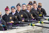 The Boat Race season 2017 - Women's Boat Race Fixture CUWBC vs Univerity of London: The UL boat before the reace, here cox - Lauren Holland, stroke - Robyn Hart-Winks, 7 - Ally French, 6 - Georgia Stratham, 5 - Charlotte Hodgkins-Byrne, 4 - Sara Parfett, 3 - Fionnuala Gannon, 2 - Catherine Ador, bow - Emily Wilks.
River Thames between Putney Bridge and Mortlake,
London SW15,

United Kingdom,
on 19 February 2017 at 15:22, image #19