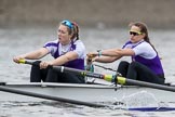The Boat Race season 2017 - Women's Boat Race Fixture CUWBC vs Univerity of London: The UL BC boat with 5 - Charlotte Hodgkins-Byrne, 4 - Sara Parfett.
River Thames between Putney Bridge and Mortlake,
London SW15,

United Kingdom,
on 19 February 2017 at 15:51, image #29
