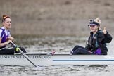 The Boat Race season 2017 - Women's Boat Race Fixture CUWBC vs Univerity of London: The UL eight before the start of the race,  stroke - Robyn Hart-Winks, cox - Lauren Holland.
River Thames between Putney Bridge and Mortlake,
London SW15,

United Kingdom,
on 19 February 2017 at 15:57, image #48